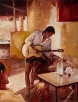 Oil Paintings - The Guitarist - Oil On Canvas