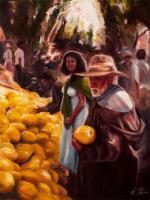 Oil Paintings - Afternoon In The Market - Oil On Canvas