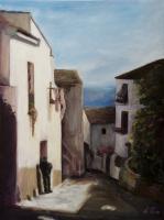 Oil Paintings - A Walk In The Streets Of Spain - Oil On Canvas